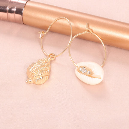 Bohemian Natural Gold-plated Shell Exaggerated Pearl Tassel Eardrops Stud Earrings