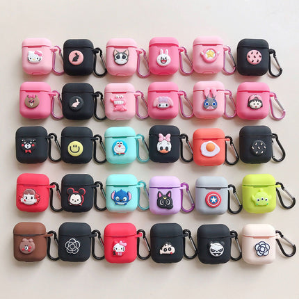 Compatible with Apple, AirPods protective jacket cute cartoon silicone anti-falling earphone jacket Japanese Korean women''s key-clasp hanging rope