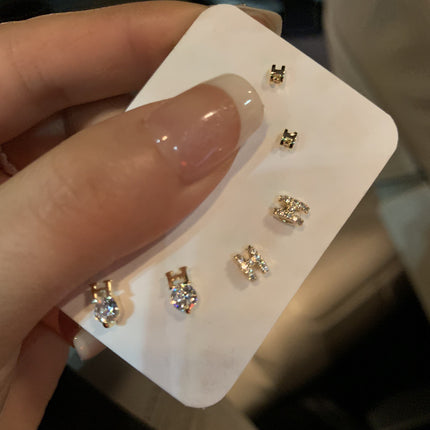 H Alphabet Letter Earrings Women's Silver Needle Small Delicate Earrings