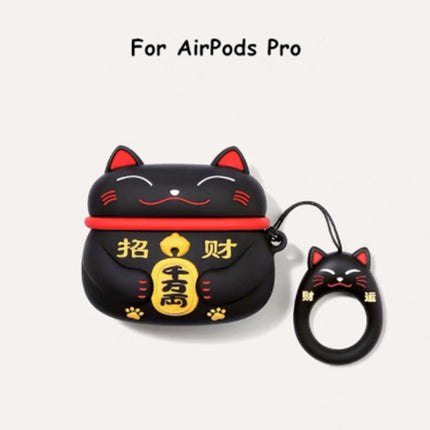 Compatible with Apple, Cute lucky cat airpods silicone anti-fall protective cover