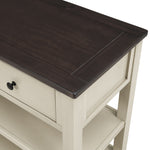 Console rétro eprolo en bois de pin avec deux étagères ouvertes, finition espresso et beige, pour salon.