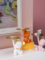 Plateau de rangement pour clés avec décoration de ours violent, accessoire créatif pour hall d'entrée ou meuble TV, eprolo