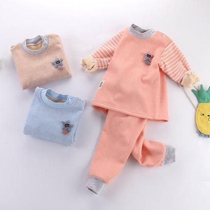 Children's Underwear Set With Plush And Thick Baby Autumn Pants