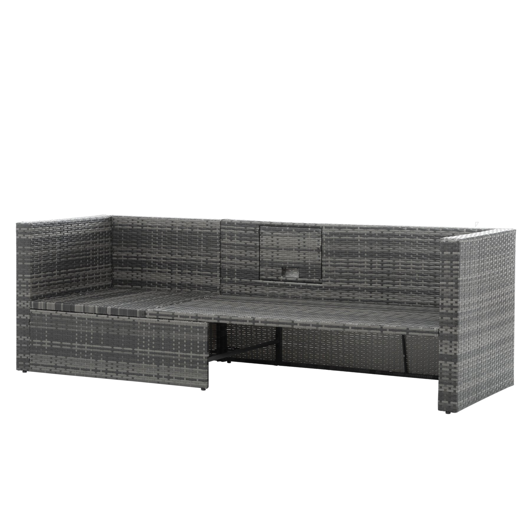 Ensemble de meubles de terrasse en rotin PE pour extérieur avec table basse en contreplaqué, par eprolo.