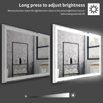 Miroir de maquillage LED pour salle de bain eprolo, 48x24 pouces, miroir lumineux rectangulaire avec cadre blanc