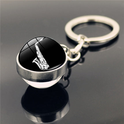 Piano Musical Instrument Time Stone Keychain Pendant