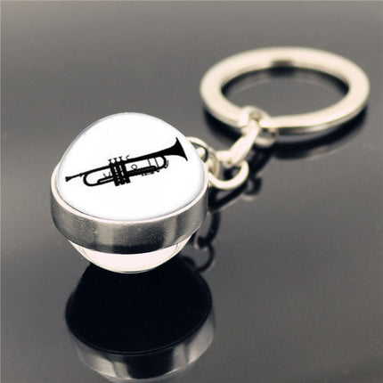 Piano Musical Instrument Time Stone Keychain Pendant