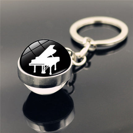 Piano Musical Instrument Time Stone Keychain Pendant