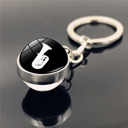 Piano Musical Instrument Time Stone Keychain Pendant