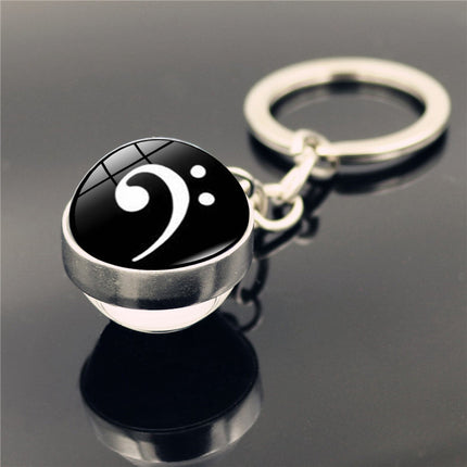 Piano Musical Instrument Time Stone Keychain Pendant