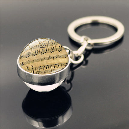 Piano Musical Instrument Time Stone Keychain Pendant