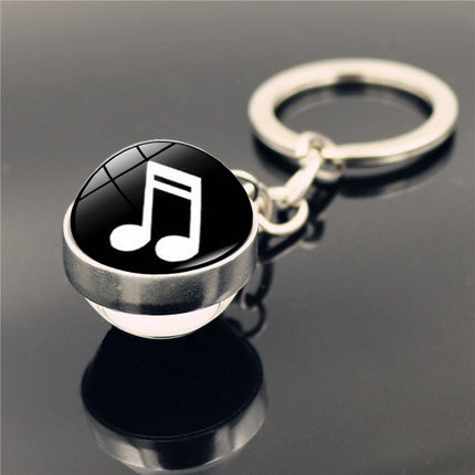 Piano Musical Instrument Time Stone Keychain Pendant