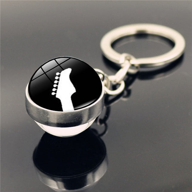 Piano Musical Instrument Time Stone Keychain Pendant