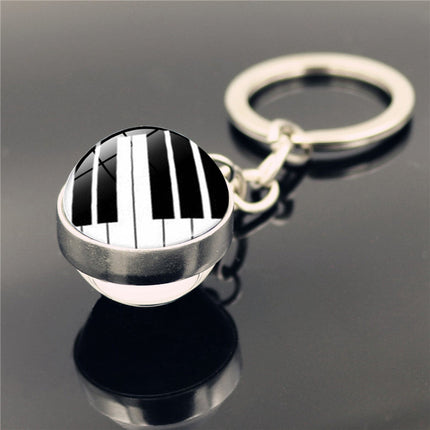 Piano Musical Instrument Time Stone Keychain Pendant