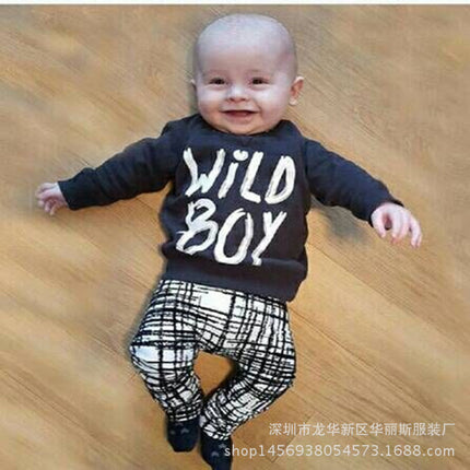 Long Short Sleeve Top  Pants 2pcs Sport Suit Baby Clothing Set
