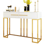 Table d'entrée élégante en or moderne avec étagère murale nordique pour ornements haut de gamme, style simple et sophistiqué.