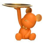 Plateau de rangement clé d'entrée avec décoration de ours en colère, accessoire de maison créatif et design pour hall ou TV.