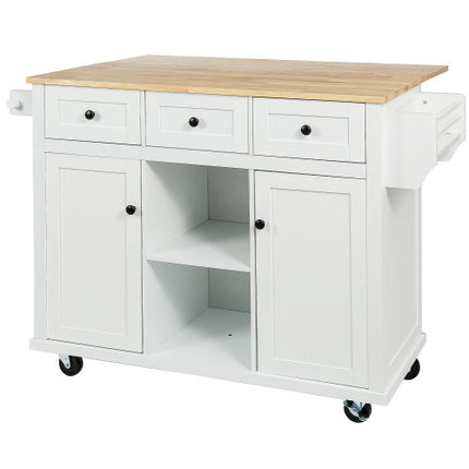 Kitchen Trolley With Rubberwood Folding Leaf Countertops