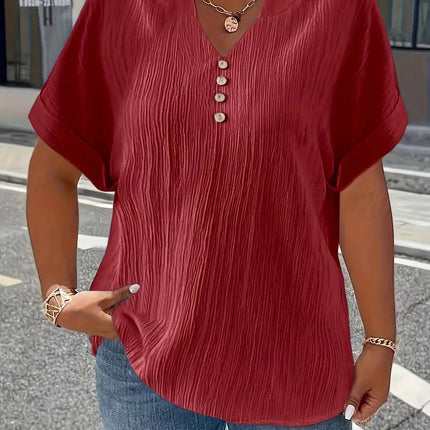 Summer Casual Women's Clothing Small V-neck Short-sleeve Top