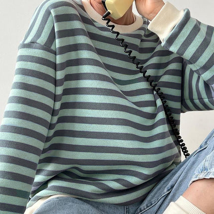Yiyiyouni Knitted Thick Casual Striped Pullovers Women