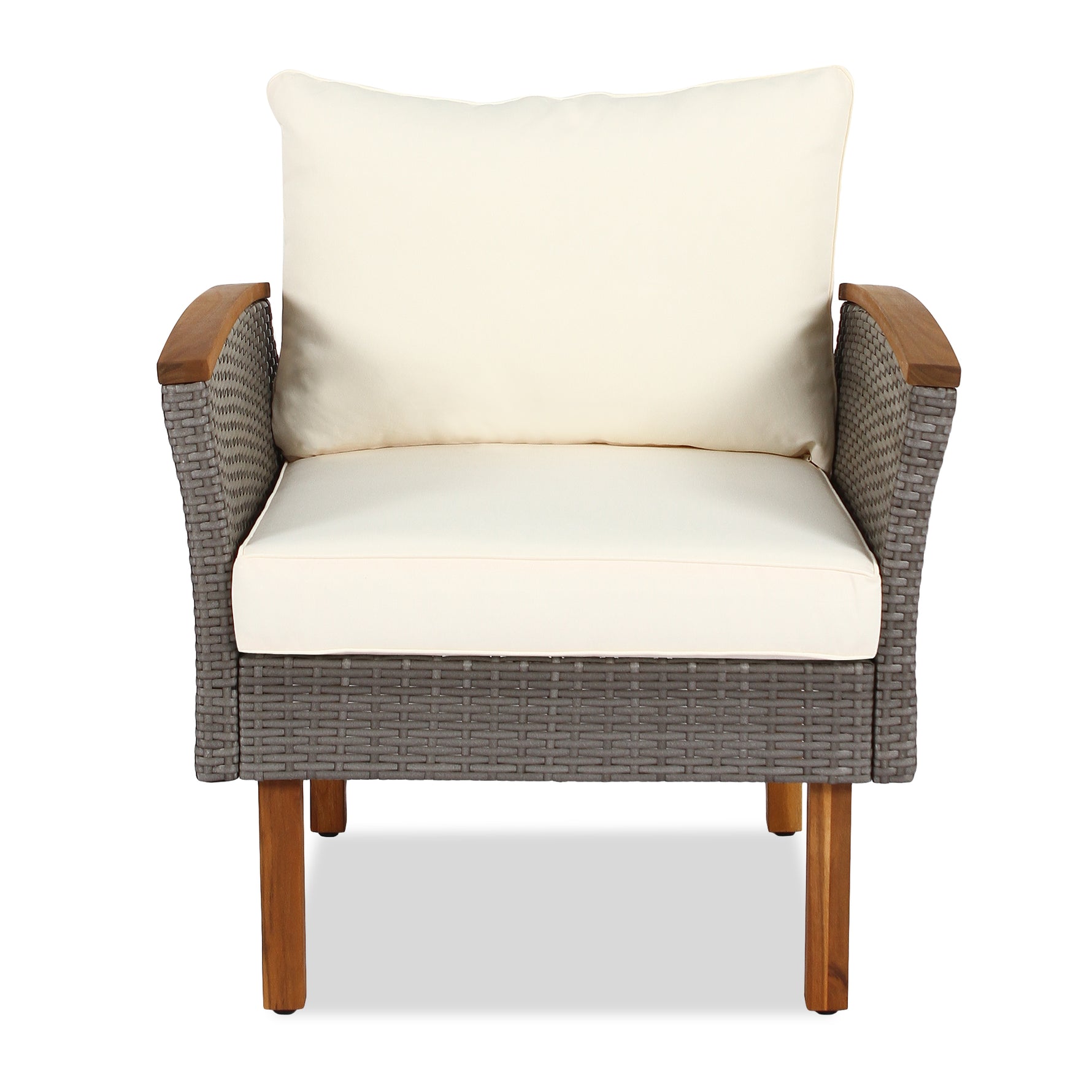 Ensemble de mobilier de patio en rotin eprolo avec 9 pièces, table en acacia, canapé, coussins beiges lavables, table basse.