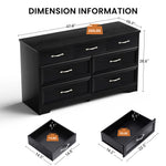 Chiffonier moderne noir avec 3 tiroirs, poignées en métal, dimensions 47,6" x 15,7" x 26,6", meuble de rangement pour chambre.