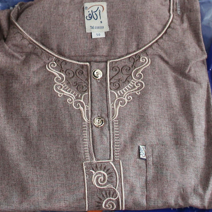 Muslim Men's New Cotton Hemp Embroidery Islamic Liturgy Embroidered Hui Men's Suit Two Piece Wholesale