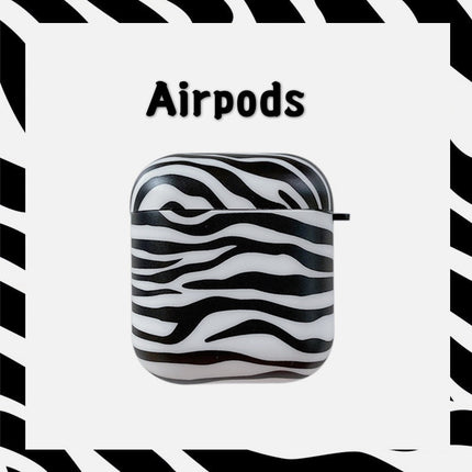 Compatible with Apple, Compatible with Apple , Black And White Striped Earphone Case For Airpods Protective Case