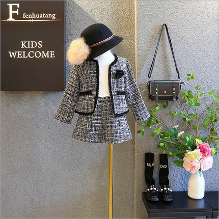 Little Fragrance Jacket Shorts Girls Suit