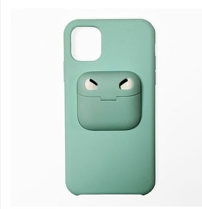 Compatible with Apple, Iphone11 Mobile Phone Shell  11Pro Bluetooth Creative Anti-Drop Silicone Three-Generation Airpods Integrated Headphone Cover