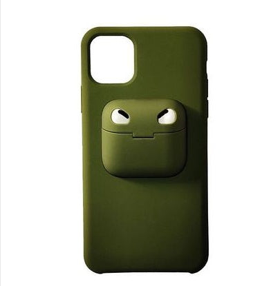 Compatible with Apple, Iphone11 Mobile Phone Shell  11Pro Bluetooth Creative Anti-Drop Silicone Three-Generation Airpods Integrated Headphone Cover