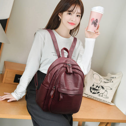 Version Of The Versatile Soft Leather Bag Simple Fashion Backpack