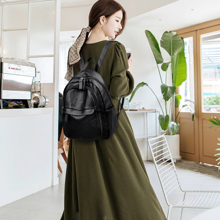Version Of The Versatile Soft Leather Bag Simple Fashion Backpack