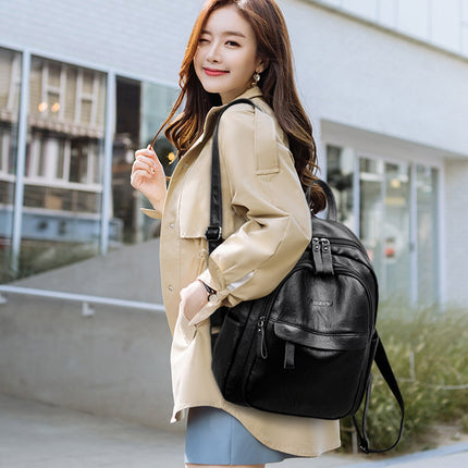 Version Of The Versatile Soft Leather Bag Simple Fashion Backpack