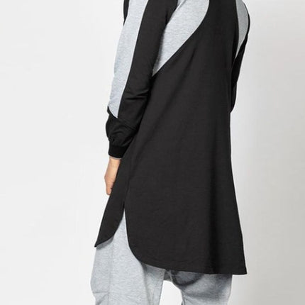 Mens Colorblock Robe Muslim Zip Pocket Sweatshirt