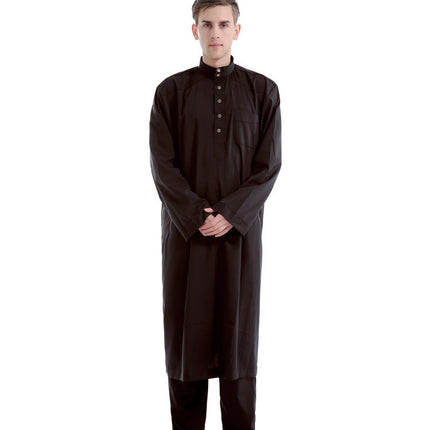 Muslim Two-piece Solid Color Men's Robe
