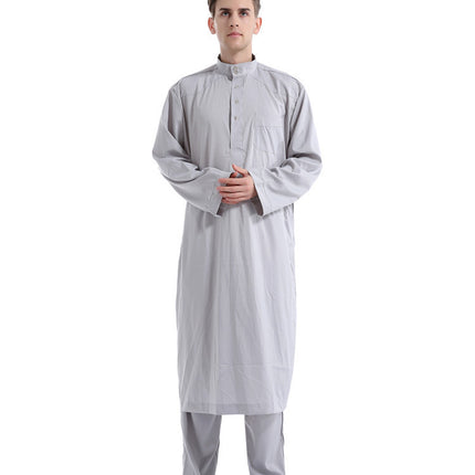 Muslim Two-piece Solid Color Men's Robe