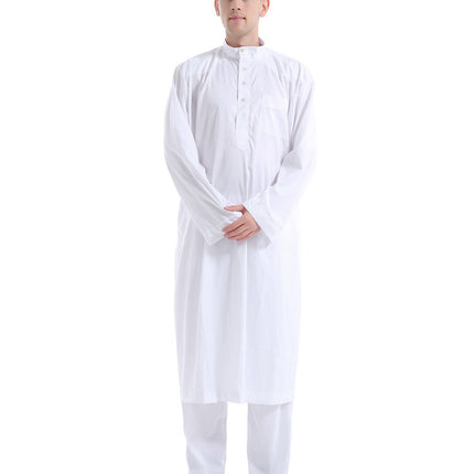 Muslim Two-piece Solid Color Men's Robe