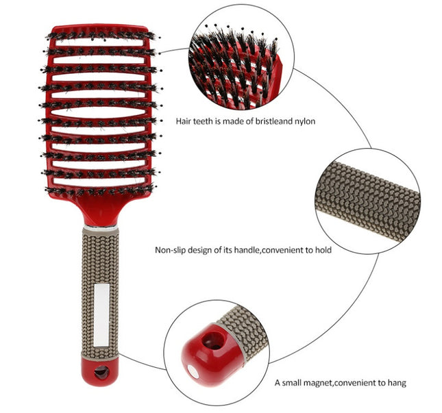 Hairbrush Anti Klit Brushy Haarborstel Women Detangler Hair Brush Bristle Nylon Scalp Massage  Teaser Hair Brush Comb - Novah