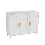 Buffet eprolo en ivoire blanc avec 3 portes, étagères amovibles, meuble d'entrée pour salon ou salle à manger.