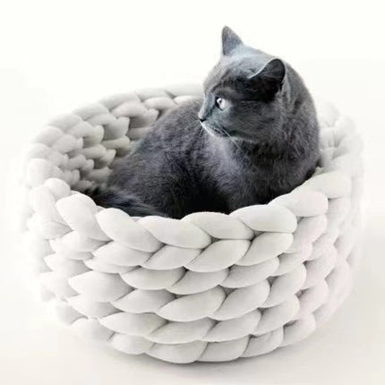Cat House Cushion Soft Long Plush Warm Pet Mat Cute Kennel Cat Sleeping Basket Bed Round Fluffy Comfortable Touch Pet Products