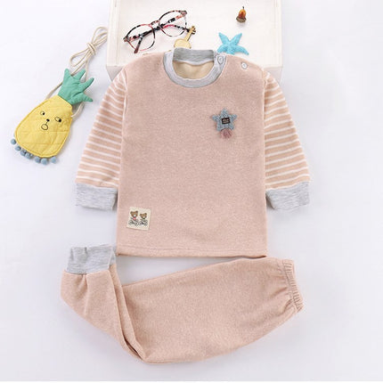 Children's Underwear Set With Plush And Thick Baby Autumn Pants