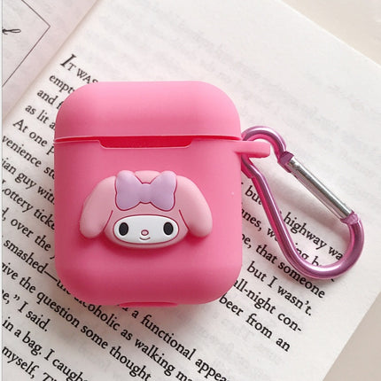 Compatible with Apple, AirPods protective jacket cute cartoon silicone anti-falling earphone jacket Japanese Korean women''s key-clasp hanging rope