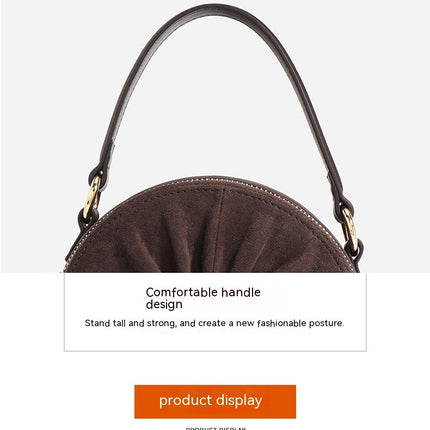 Advanced Sense Classic Style Round Pie Bag Genuine Leather Bag Metal Chain