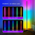 Lampe d'angle RGBIC eprolo avec trois sections, lumière LED moderne, minimaliste, contrôlée par Bluetooth et commande vocale.