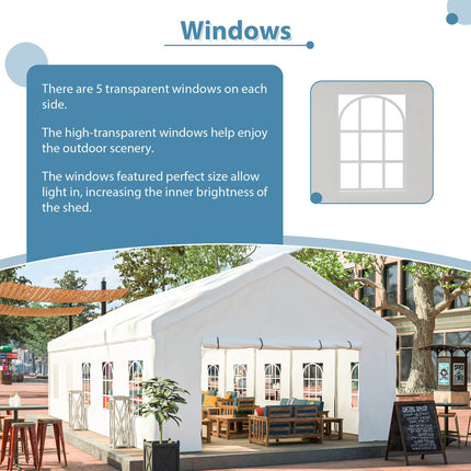 20x20FT Party Tent Heavy Duty, Large Wedding Event Shelters With 2 Storage Bags & Removable Sidewalls, Outdoor Canopy Gazebo Commercial Tents For Parties Carport Camping Garden Patio