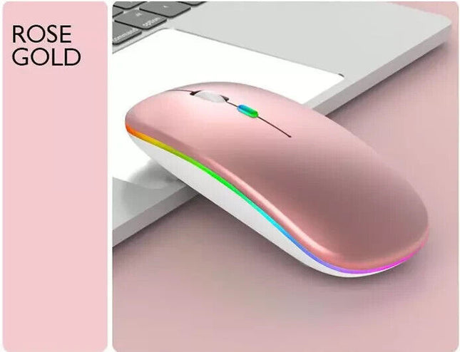 Slim Silent Rechargeable Wireless Mouse RGB LED USB Mice MacBook Laptop PC UK