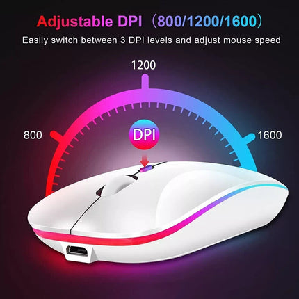Slim Silent Rechargeable Wireless Mouse RGB LED USB Mice MacBook Laptop PC UK
