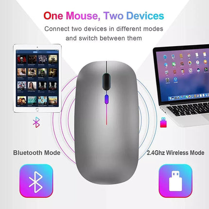 Slim Silent Rechargeable Wireless Mouse RGB LED USB Mice MacBook Laptop PC UK