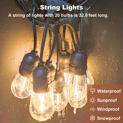 13X 6.5 Ft Wooden Pergola Grill Gazebo With Metal Roof & Bulbs & Bar Counters